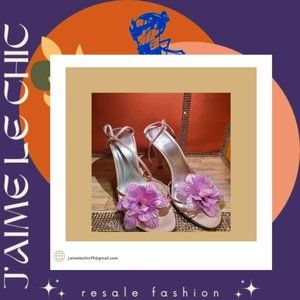 Impo Dusty Pink Buckle Up Sandal Heels with Purple with Pink Flower
